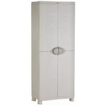 Armoire haute de rangement en résine beige - PLASTIKEN - Space SAVER - 2 portes et 4 étagères