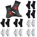 cheap4uk 4 Pairs Neuropathy Socks Compression Socks for Women & Men Plantar Fasciitis Socks Ankle Support Brace for Sprained Ankle Breathable Anti-Slip Soothe Socks for Pain Relie(4White+4Black,2-4.5)