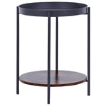 Table d'appoint Bois Sombre et Noir en Acier avec Plateau Amovible Style Indust