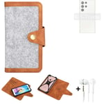 Felt Case + earphones for Samsung Galaxy S23 Ultra Cover light grey