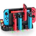 KDD Chargeur Joy-Con pour Nintendo Switch/Switch OLED, Station de Charge USB pour Manette Nintendo Switch avec 8 Emplacements de Jeu et Indicateur LED