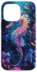 Coque pour iPhone 14 Pro Max Hippocampe éclatant au milieu de la flore sous-marine colorée