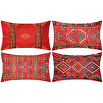 DakTou Lot de 4 Housse de Coussin Rectangulaire Boheme Moderne Decoratif Taie d'oreiller 30x50cm Coton et Lin Kilim Rétro Style Housse de Coussin pour Salon Canapé Chambre