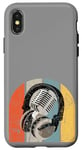 Coque pour iPhone X/XS Music Vintage Headphones & Microphone Casque De Musique