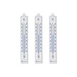 Lot de 3 thermomètres de jardin analogiques résistants aux intempéries pour l'intérieur et l'extérieur Blanc