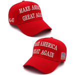 Trump 2024 MAGA Hat Make America Great Again Donald Trump Slogan with USA Flag Cap, 2pcs Red MAGA Hat, M/One Size