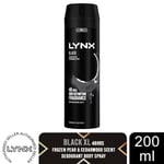 Lynx XL Black 48H Fresh Frozen Pear & Cedarwood Scent Body Spray Deo, 200ml