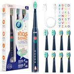 Seago Kids Electric Toothbrushes Rechargeable, Children's Power Toothbrushes with Funny DIY Stickers, 2 Mins Smart Timer, 8 Replacement Brush Heads for Ages 3-12 Boys Girls SG2303(Navy)…