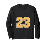 Number #23 Golden Yellow Sport Number 23 Long Sleeve T-Shirt