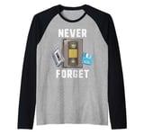 Never Forget Cassette Tape VHS Computer Floppy Disk Raglan Baseball Tee