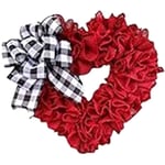 Valentine Day Heart Wreath Red Love Heart Shaped Door Wreath with Checkered1058