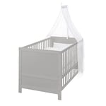 roba Lit Bébé Évolutif Complet - 70 x 140 cm - Equipement Textile au Motif d'Étoiles Inclus - Réglable en Hauteur et Convertible - Gris