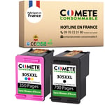 COMETE, Marque Française - 305XL - 2 Cartouches d'encre CompatibleS avec HP 305 XL - sans Affichage du Niveau d'encre - pour Cartouche HP 305 Deskjet 2700 4200 Envy