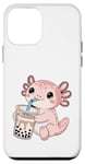 Coque pour iPhone 12 mini Kawaii Axolotl Boba Boba Pearl Milk Tea Bubble Tea Boba