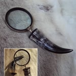 Magnifying Glass With Cow Horn Handle Perfect Gift Home LARP Re-enactment Events