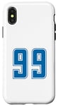 Coque pour iPhone X/XS Bleu Numéro 99 Équipe Junior Sports Uniforme Numéroté