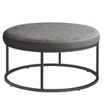 SONGMICS Home Luiz Collection - Banc, Table Basse Ronde, Repose-Pieds, Partie Supérieure Réversible, Siège Rembourré, Minimaliste, Cadre en Acier, Capacité 300 kg, Salon, Gris Tourterelle LOM078G01