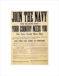 Wee Blue Coo Military Recruit Enlist Navy Join Navy Country Needs You Wall Art Print