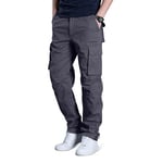 Aotorr Pantalon Cargo Polaire Elastique Homme avec Multipoches pour Hiver Pantalon Grande Taille en Coton pour Homme Gris S