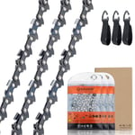 Savior 3-Pack Pole Saw Chains for 10 Inch (25 cm) Bar, 40 Drive Links, .050" Gauge, 3/8" LP Pitch, Low-Kickback Chain Compatible for Black & Decker, Makita, Ferrex, Worx & More