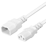 PremiumCord PC Power Extension 230V 2m, IEC 320 Extension Cord, Plug Socket, IEC 320 C13 for C14, Power Cable, Color White