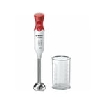 Bosch - Mixeur Electrique plongeant 450W - Pied inox - 4 lames aiguisées - 2 vitesses - Bol gradué 600ml - blanc/rouge