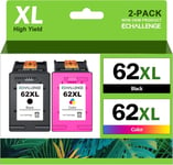 62Xl (C2P07Ae) Cartouches D'Encre Couleur Et Noir Pour Imprimante Hp 62 Multipack Xl Pour Envy 5640 7640 5540 5548 5546 7645, Pour Officejet 250 200 5740 5742 258 (Noir Tricolore)[DYJ074726]