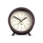 NEWGATE Réveil Fred Barrel - 'No-Tick' - Horloge Ronde - Réveil rétro - Réveil analogique - Réveil analogique sans tic-tac - Petit réveil - Horloge de Bureau analogique (Chocolate Black/Cream Dial)