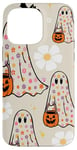 Coque pour iPhone 14 Pro Max Coque transparente à motif floral fantôme mignon pour Halloween