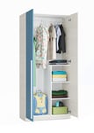 Dmora Armoire penderie pour Chambre d'enfant, 2 Portes, Clair – cm. 90 x 200 x 52 cm, Bois, Blanc et Bleu, UNICO