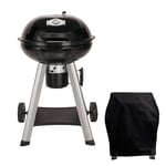 CosmoGrill Kettle Charcoal Barbecue 54 cm, Freestanding Portable BBQ Grill with Adjustable Vents, Integrated Thermometer and Ash Catcher for Outdoor Home Garden Party Cooking (Kettle with Cover)