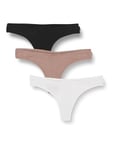 Calvin Klein Women Pack of 3 Thong Ideal Modal Rib Textured, Multicolor (Orange Rust/Grey Sand/White), XS