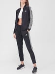 adidas Sportswear Womens 3 Stripe Tracksuit - Black/White, Black/White, Size 2Xs, Women