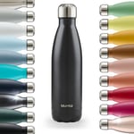 Blumtal® Bouteille isotherme Charles- Gourde 1l- Gourde inox 1l sans BPA froid&chaud- Thermos isotherme en métal- Bouteille d'eau- Thermos 1l- Gourde isotherme 1l - Métal noir