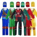 Hot Sell Ninja Cosplay Kostymer Pojke Jumpsuits Set Halloween Julfest Kläder Ninja Superhero Streetwear Kostymer Green 5-6T