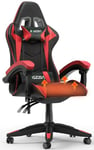 bigzzia Chaise Gaming Ergonomique, Chaise de Bureau avec Coussin et Support Lombaire, Hauteur réglable avec siège pivotant à 360° pour Adultes (avec Chaleur, Rouge)