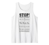 One Piece Stop Read And Obey World Government Poster Tank Top