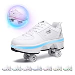 GGOODD Patins À roulettes Quatre Roues Deform Wheels Skates Roller Shoes Chaussures Polyvalentes 2 en 1,7 Couleurs LED Clignotante Lumineux Baskets Garçons Filles,39