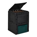 Relaxdays Composteur de Jardin, 230L, Plastique, activateur de Compost déchets Cuisine et Jardin, HLP: 80x60x57 cm, Noir