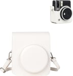 Housse de Protection Compatible avec Appareil Photo Instantané Fujifilm Instax Mini 40, Sac/Protection en Cuir pour Instax Mini 40 avec Sangle Réglable - Blanc