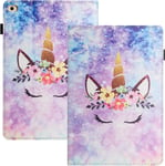 Coque Pour Ipad 9.7 2017/2018 Coque Ipad 6eme Generation Réveil/Veille Automatique Coque Ipad Air 2 Coque Ipad Air Avec Emplacements Pour Cartes Coque Ipad 5eme Generation Licorne[Coq102613]