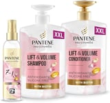 Pantene Lift and Volume Shampoo and Conditioner Set with hair oil, heat protection spray, silicone free thickening shampoo, hair thickening products