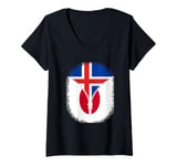 Womens Iceland Japan Flag Icelandic Japanese Zipper V-Neck T-Shirt