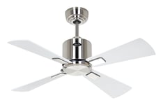 Télécommande Ventilateur plafond sans Lumière Eco Neo 92 cm Chrome mat Blanc