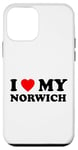 Coque pour iPhone 12 mini J'adore mon chien Norwich Terrier Heart, maman et papa