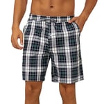 Nieery Bas de Pyjama Homme Short Pyjama Homme Pantalon Pyjama avec des poches Vêtements de nuit Short à carreaux en coton pour la maison Pantalon de Pyjama Court