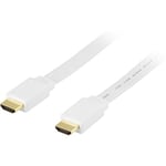 DELTACO – HDMI-kaapeli, 1.4, 4K, Ethernet,3D,paluuääni,litteä,valk,3m (HDMI-1030H)