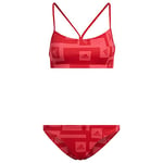 Adidas H62032 Bars AOP Bikini Swimsuit Women's semi Turbo/Vivid red S