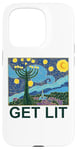 iPhone 15 Pro Get Lit Happy Hanukkah Menorah Candles Candelabrum Hebrew Case