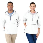 Charles River Apparel Unisex's Pack-N-Go Wind & Water-Resistant Pullover (Reg/Ext Sizes) Rain Jacket, White, Medium